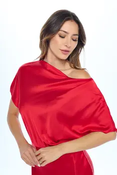 Satin Stretch Print Dress with Slit