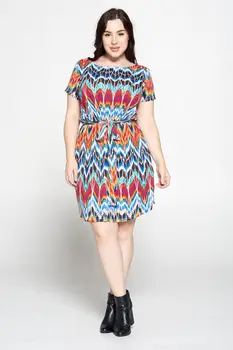 ABSTRACT TIE DYE DRESS WITH WAIST TIE