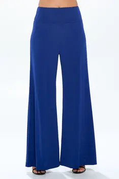 Solid Wide Leg Pants with Thick Waistband
