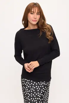 Brushed Knit Boat Neck Off the Shoulder Top