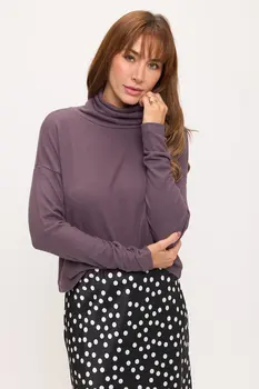 Extra Soft Brushed Knit Cowl Neck Long Sleeve Top