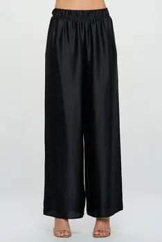 Stretch Satin Pants w/ Elastic Waist