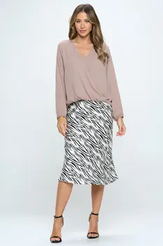 Solid Long Sleeve Surplice Top