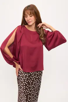 Cutout Sleeve Satin Top.
