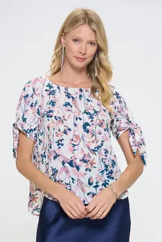 Flower Print Short Sleeve Top