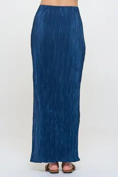 Plisse Maxi Skirt with Slit