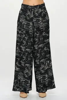 Print Wide Leg Palazzo Pants with Side Pockets