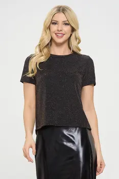 Glitter Textured Short Sleeve Top
