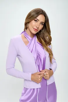 Solid Soft Rib Knit Long Sleeve Cardigan Top