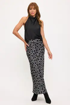 Polka Dot Satin Maxi Skirt
