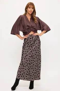 Polka Dot Satin Maxi Skirt