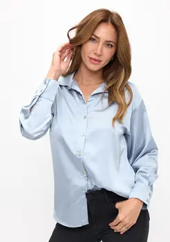 Satin Shirt With Long Sleeves and Front Closure