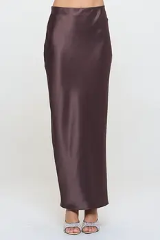 Silky Satin Maxi Skirt with Slit