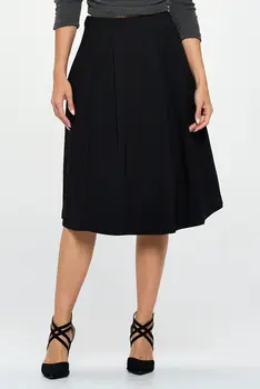 Solid Pleated Midi Skirt with Pockets