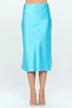 Solid Satin Midi Skirt