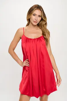 Solid Satin Sleeveless Balloon Dress
