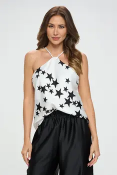 Stretch Satin Star Racerback Tank Top