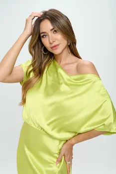 Satin Stretch Print Dress with Slit