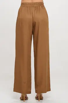 Tencel Solid Straight Leg Pants with Pockets