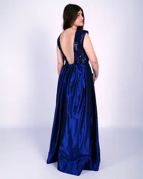 Josephine Royal Blue Sequin Taffeta Dress "evening dresses"