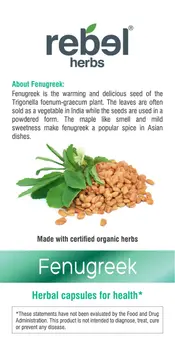 Rebel Herbs Organic Fenugreek Vegetarian Capsules - 60 Count