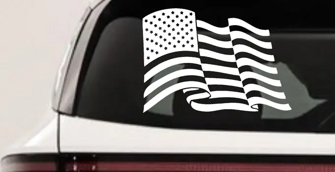 Waving American Flag Decal Sticker for Car Truck Window Patriotic Vinyl