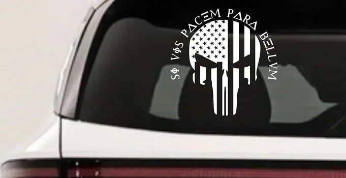 Punisher Skull US Flag Decal Si Vis Pacem Para Bellum Car Truck Sticker