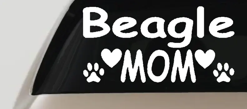 Beagle Mom Dog Paw Prints Car Decal - Window Vinyl Sticker for Truck & Auto