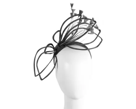 Thin outline black fascinator with feathers