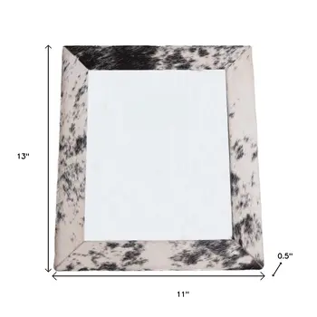 8" x 10" Black And White Cowhide Hanging & Tabletop Picture Frame with Mat