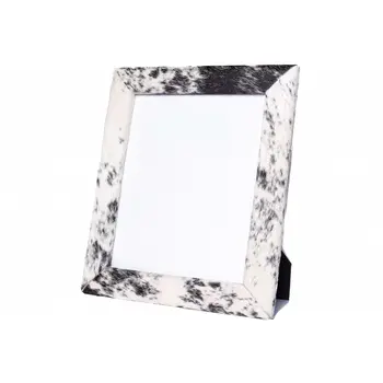 8" x 10" Black And White Cowhide Hanging & Tabletop Picture Frame with Mat
