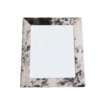 8" x 10" Black And White Cowhide Hanging & Tabletop Picture Frame with Mat