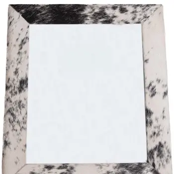 8" x 10" Black And White Cowhide Hanging & Tabletop Picture Frame with Mat