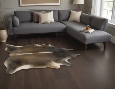 5' X 7' Dark Brown Cowhide Hand Knotted Area Rug