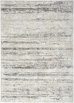 4' X 6' Cream and Gray Abstract Non Skid Area Rug