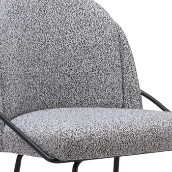 Set of Two 26" Black and White Faux Shearling and Steel Counter Height Bar Chairs