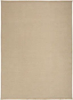 4' X 6' Natural Flatweave Non Skid Area Rug With Fringe