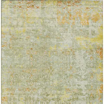 8' X 10' Sage And Gold Abstract Washable Indoor Outdoor Area Rug