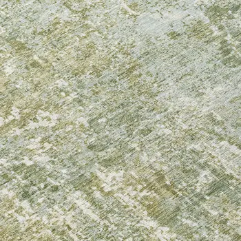 5' X 8' Artichoke Green And Ivory Abstract Washable Indoor Outdoor Area Rug