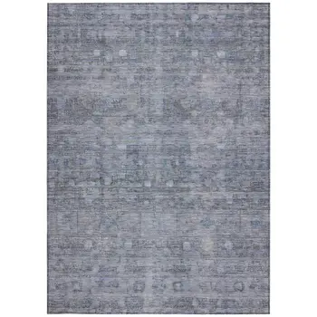 10' X 14' Blue And Gray Geometric Washable Indoor Outdoor Area Rug