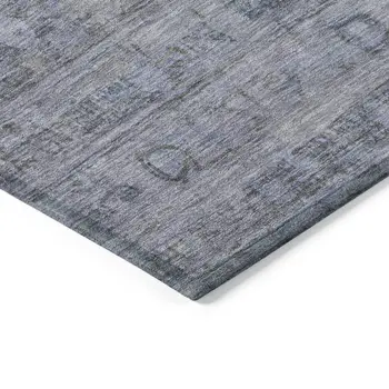 10' X 14' Blue And Gray Geometric Washable Indoor Outdoor Area Rug