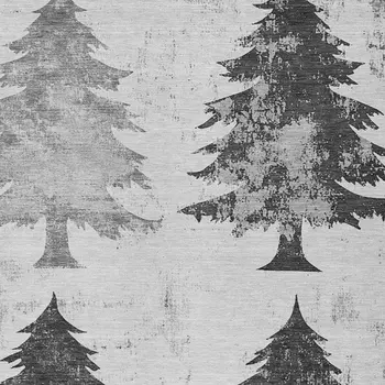 3' X 5' Gray And Silver Botanical Leaves Washable Indoor Outdoor Area Rug