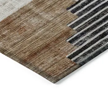 3' X 5' Rust Ivory And Charcoal Geometric Washable Indoor Outdoor Area Rug