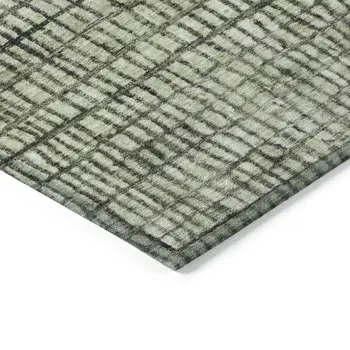 9' X 12' Artichoke Green And Gray Geometric Washable Indoor Outdoor Area Rug