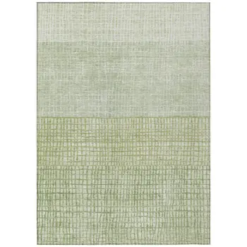 10' X 14' Sage And Ivory Geometric Washable Indoor Outdoor Area Rug