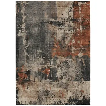 10' X 14' Taupe And Rust Abstract Washable Indoor Outdoor Area Rug