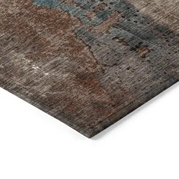 8' X 10' Rust And Teal Blue Abstract Washable Indoor Outdoor Area Rug