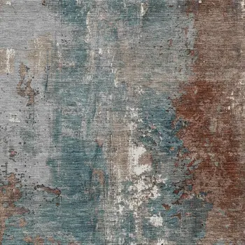 8' X 10' Rust And Teal Blue Abstract Washable Indoor Outdoor Area Rug