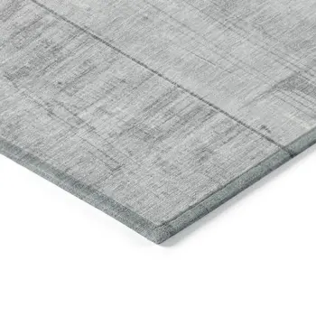 8' Gray And Silver Round Geometric Washable Indoor Outdoor Area Rug