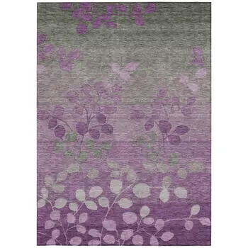 8' X 10' Purple And Gray Floral Washable Indoor Outdoor Area Rug